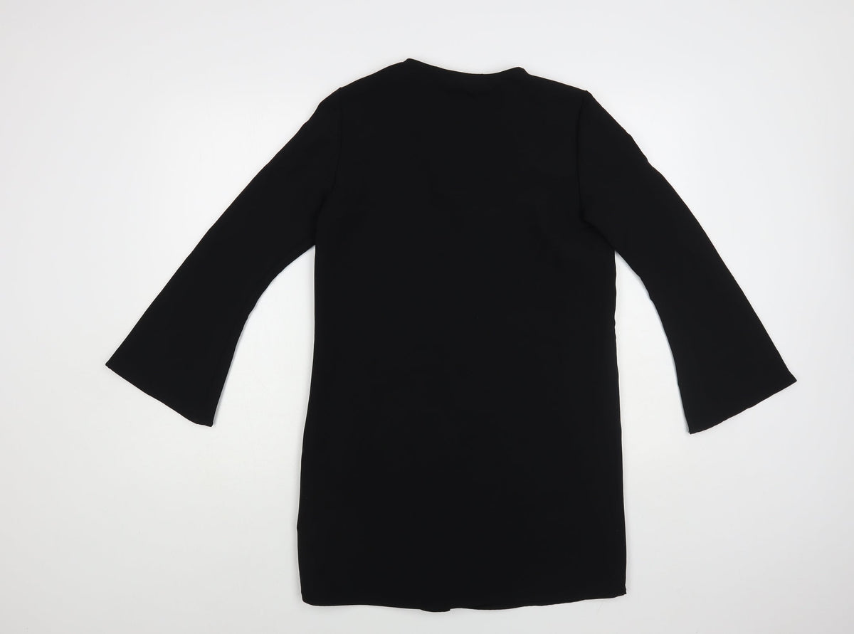 Zara Womens Black Polyester Shift Size XS V-Neck Pullover