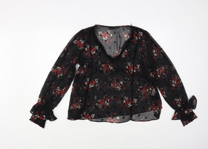 Womens UK Size M Zara Black Basic Blouse