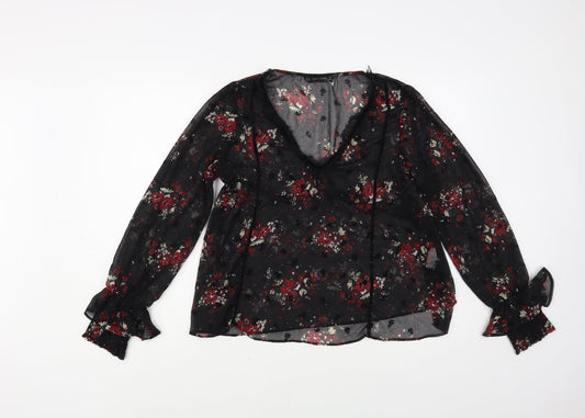 Womens UK Size M Zara Black Basic Blouse