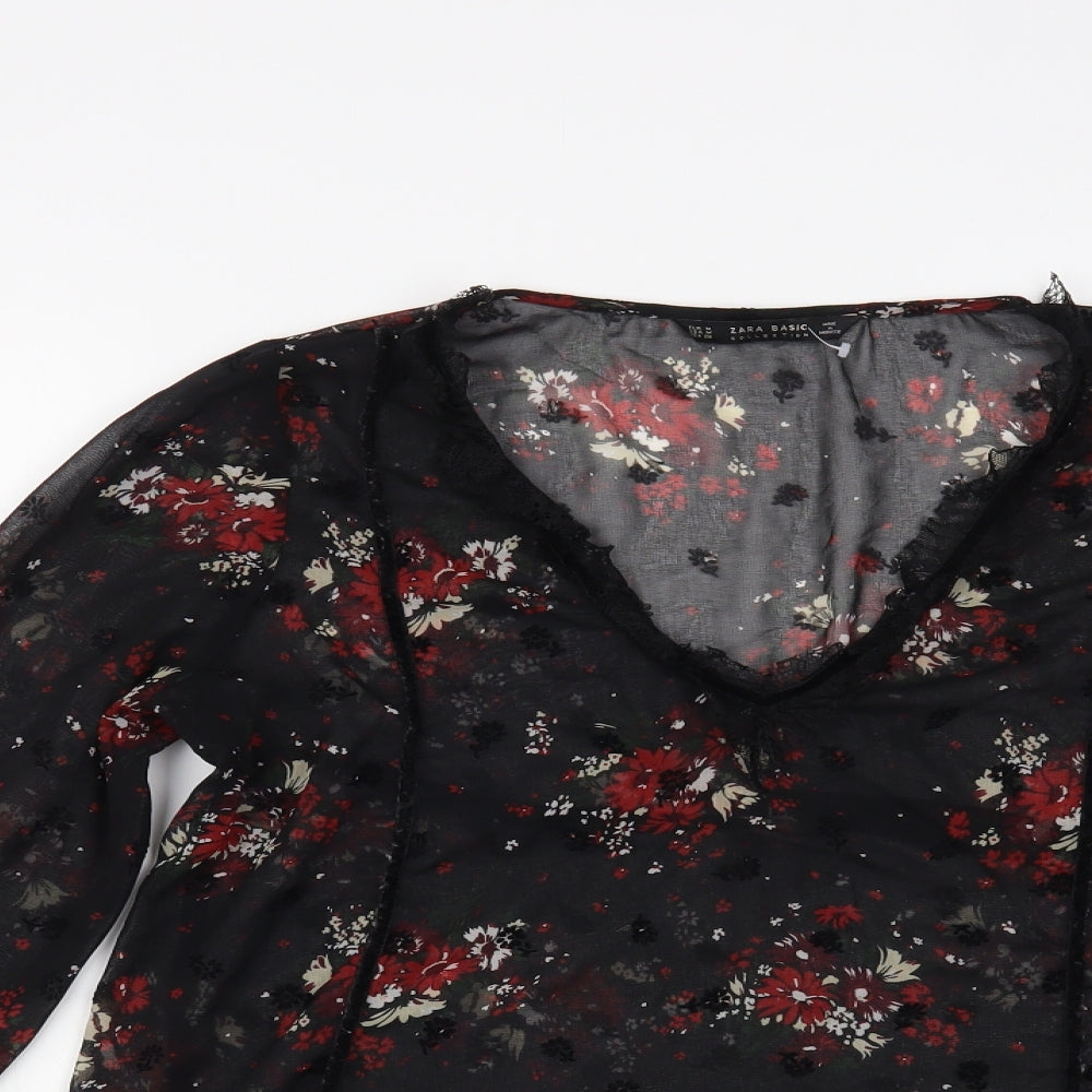 Womens UK Size M Zara Black Basic Blouse