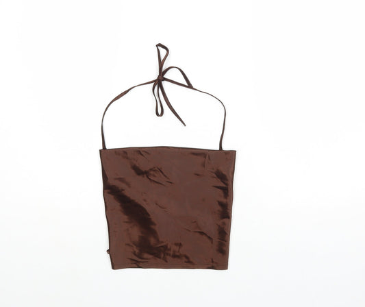 Womens UK Size XS H&M Brown Cropped Tank