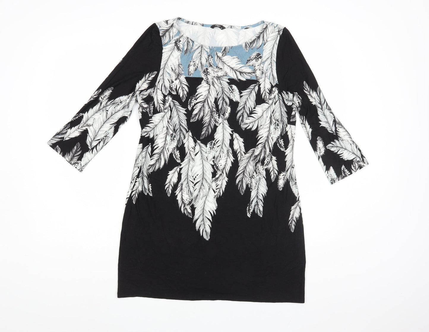Womens UK Size 12 M&Co Black Tunic Blouse