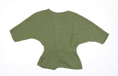 Primark Womens Green Polyester Basic Button-Up Size 8 V-Neck