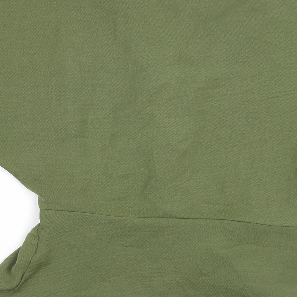 Primark Womens Green Polyester Basic Button-Up Size 8 V-Neck