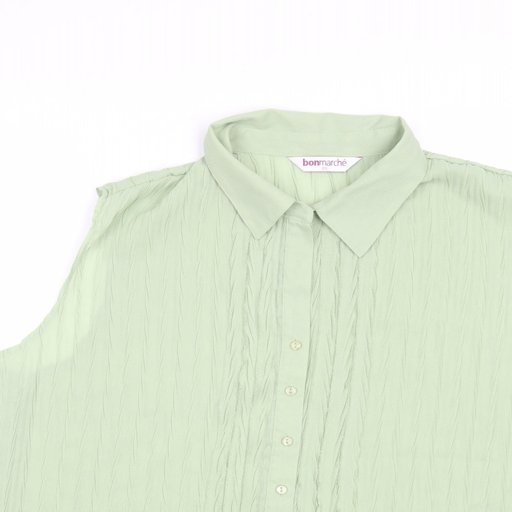 Womens UK Size L Bonmarché Green Basic Button-Up