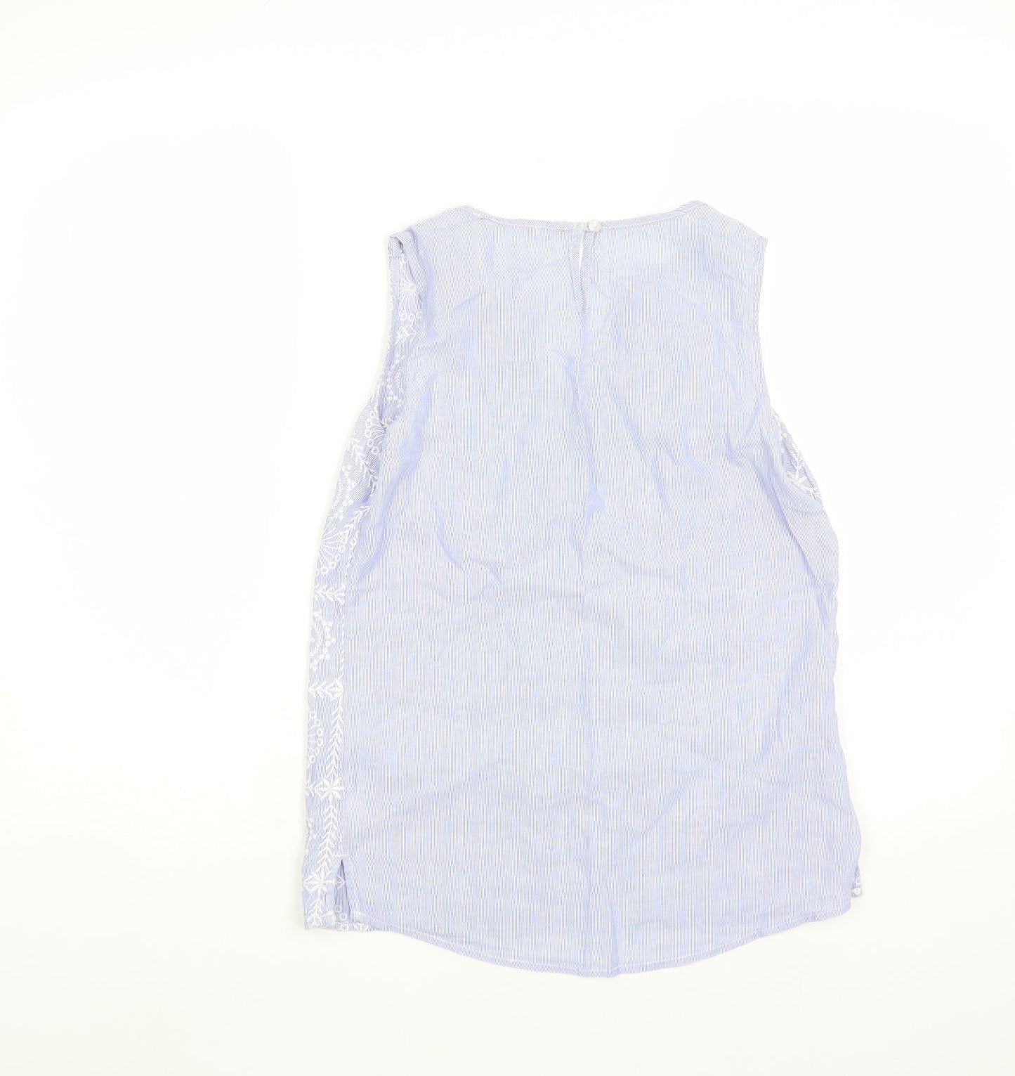 George Womens Blue Geometric Cotton Basic Tank Size 8 V-Neck