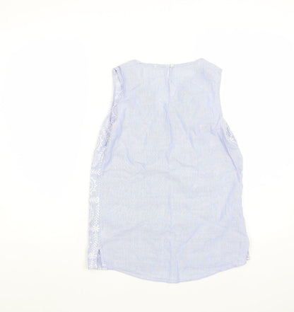 George Womens Blue Geometric Cotton Basic Tank Size 8 V-Neck