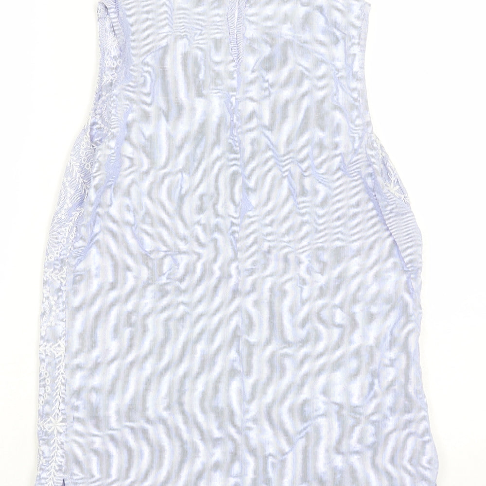 George Womens Blue Geometric Cotton Basic Tank Size 8 V-Neck