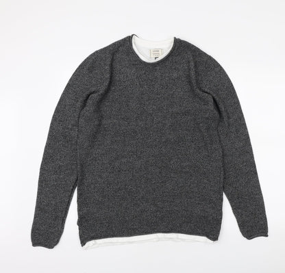 George Mens Grey Round Neck Acrylic Pullover Jumper Size M