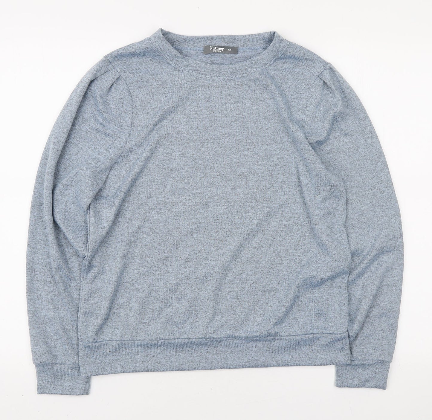 Nutmeg Womens Blue Round Neck Polyester Pullover Jumper Size 12 - Pleated sleeve