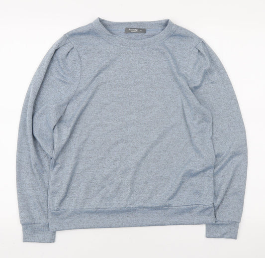 Nutmeg Womens Blue Round Neck Polyester Pullover Jumper Size 12 - Pleated sleeve