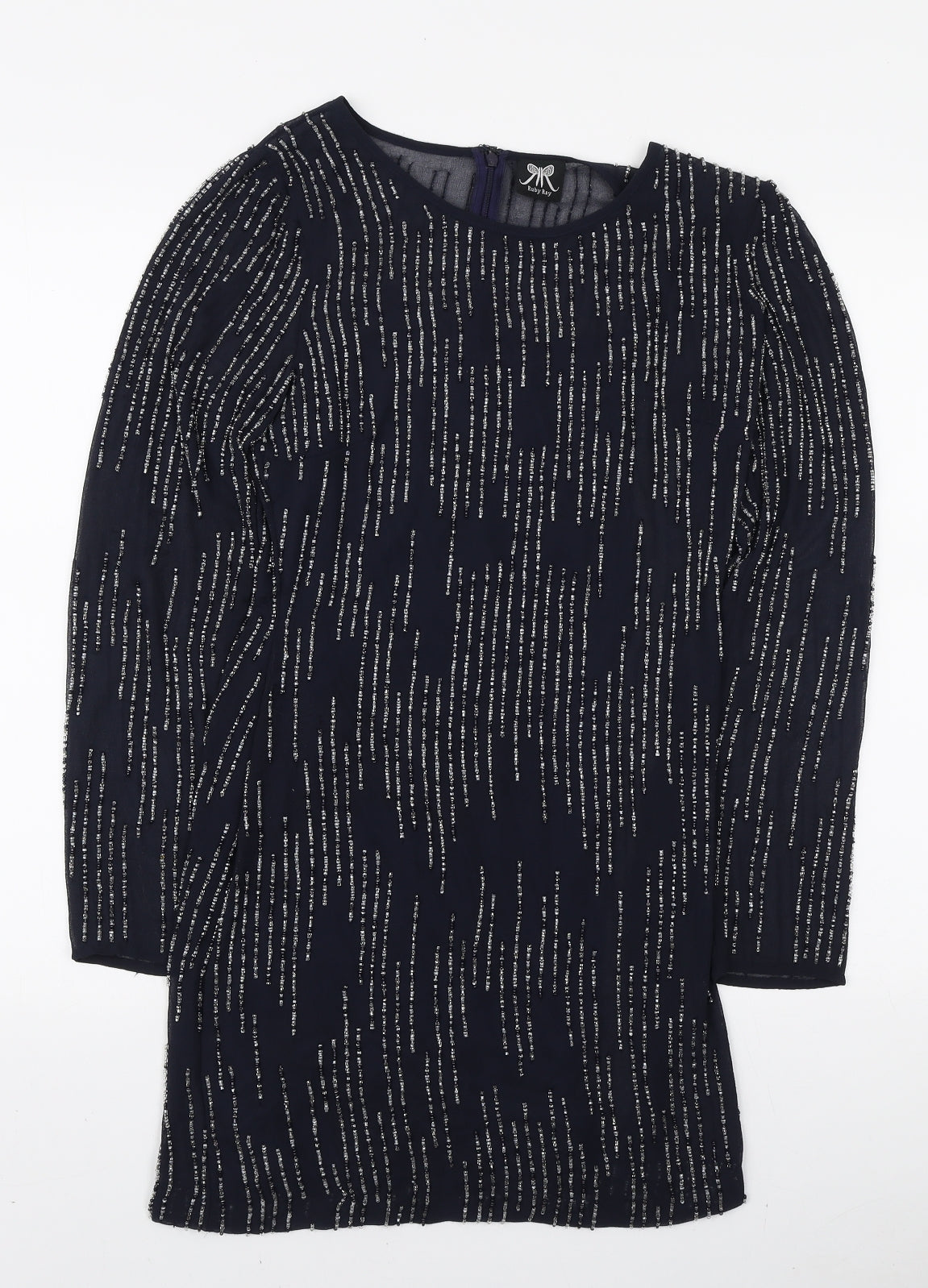 Ruby Ray Womens Blue Polyester Mini Size 10 Round Neck Zip