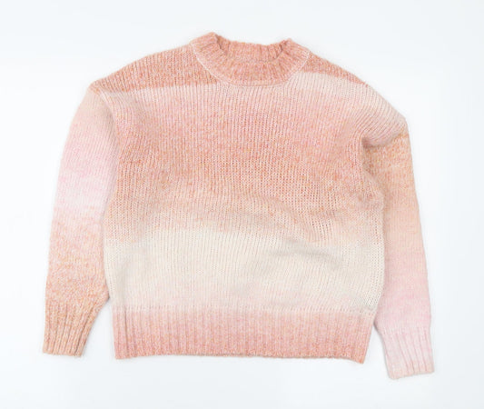 Primark Womens Pink Mock Neck Polyester Pullover Jumper Size 2XS