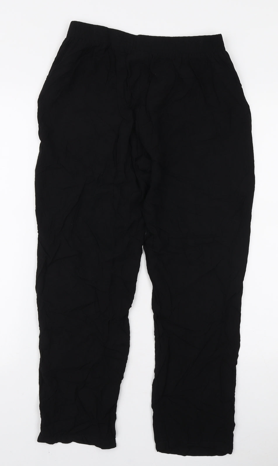 Select Womens Black Viscose Trousers Size 8 L26 in Regular Tie