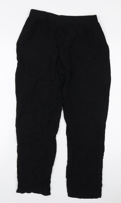 Select Womens Black Viscose Trousers Size 8 L26 in Regular Tie