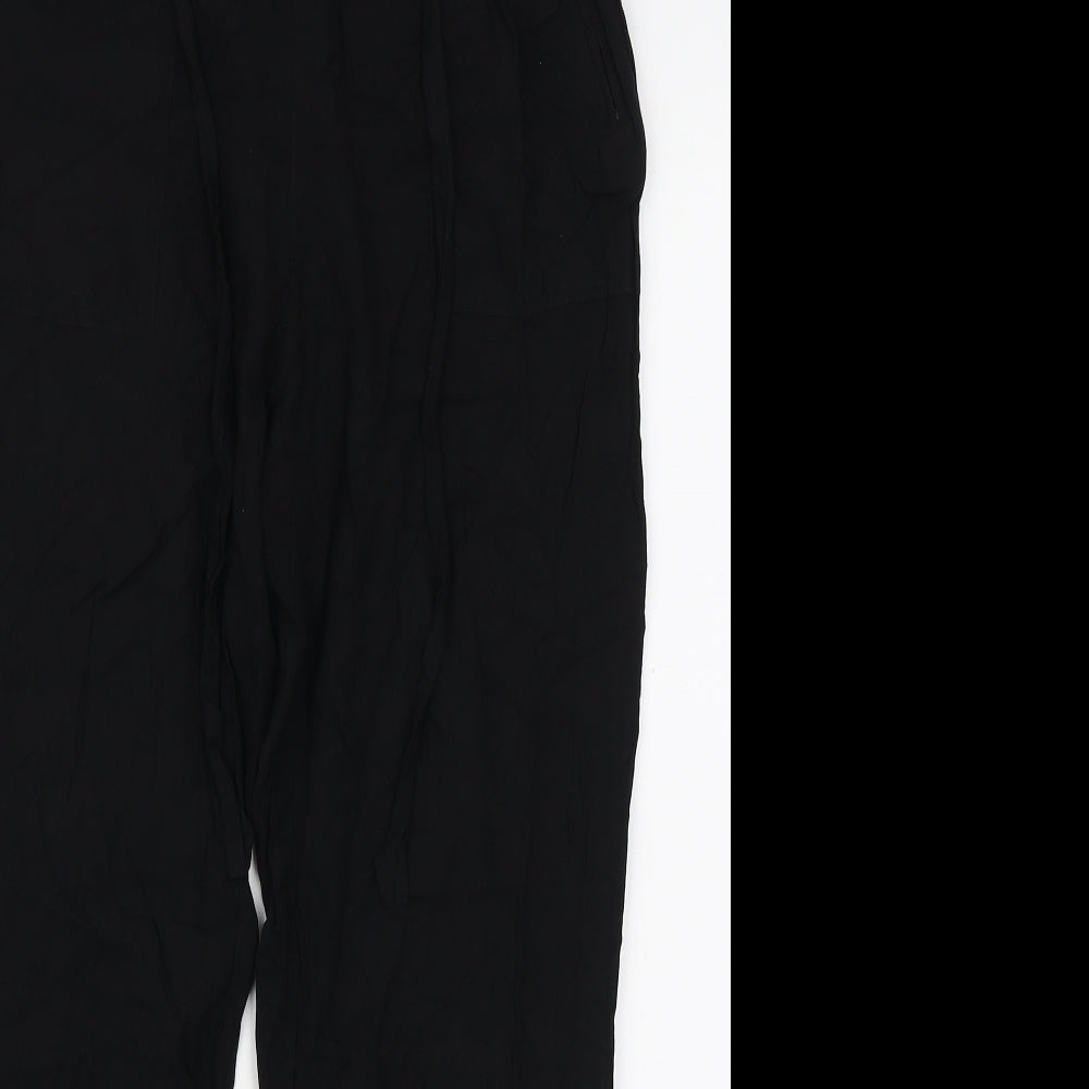 Select Womens Black Viscose Trousers Size 8 L26 in Regular Tie