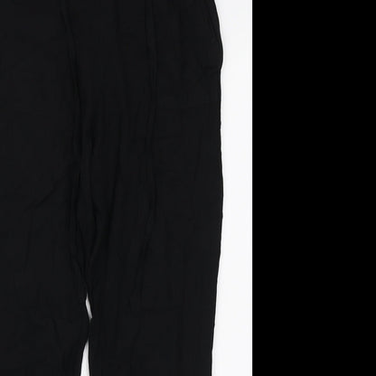 Select Womens Black Viscose Trousers Size 8 L26 in Regular Tie