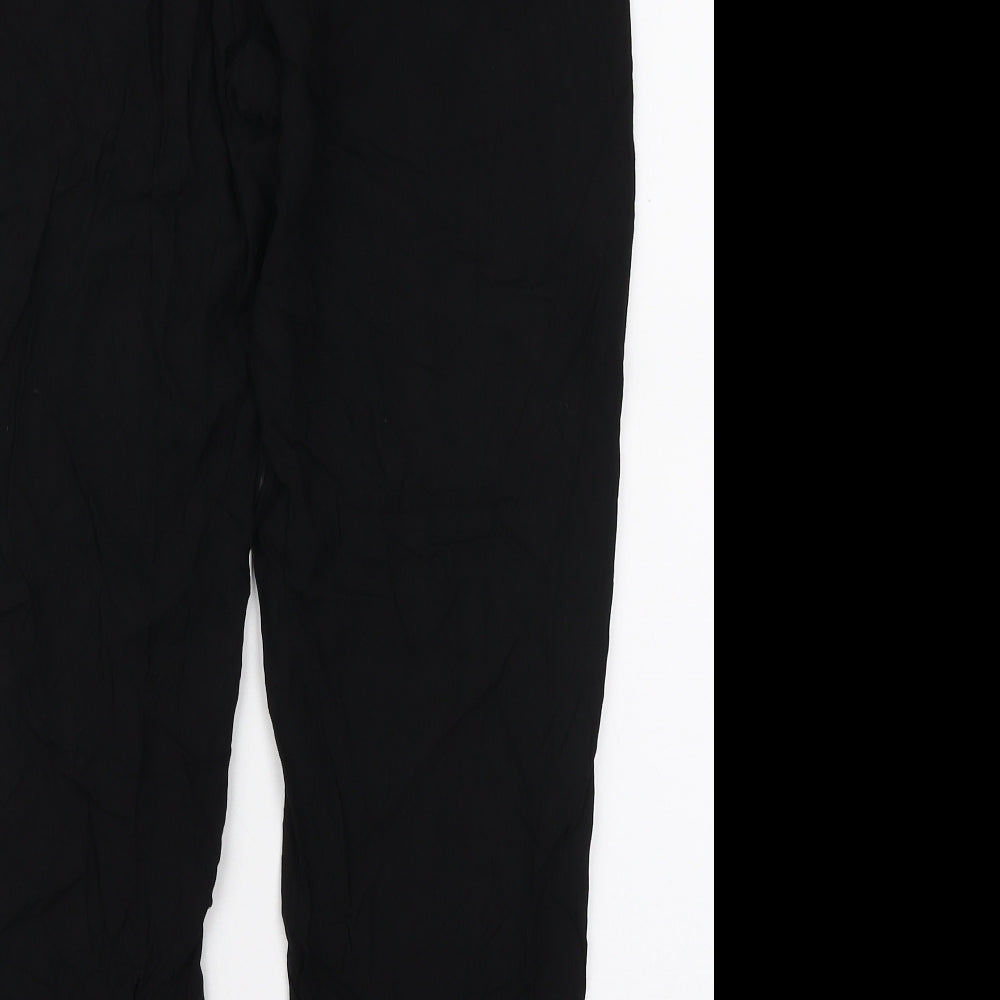 Select Womens Black Viscose Trousers Size 8 L26 in Regular Tie