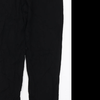 Select Womens Black Viscose Trousers Size 8 L26 in Regular Tie