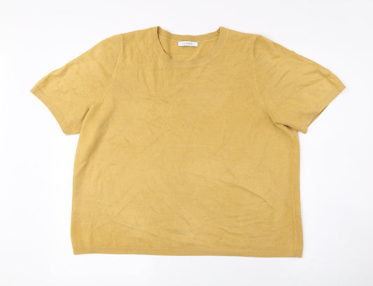 Womens UK Size 18 Classic Yellow Basic T-Shirt