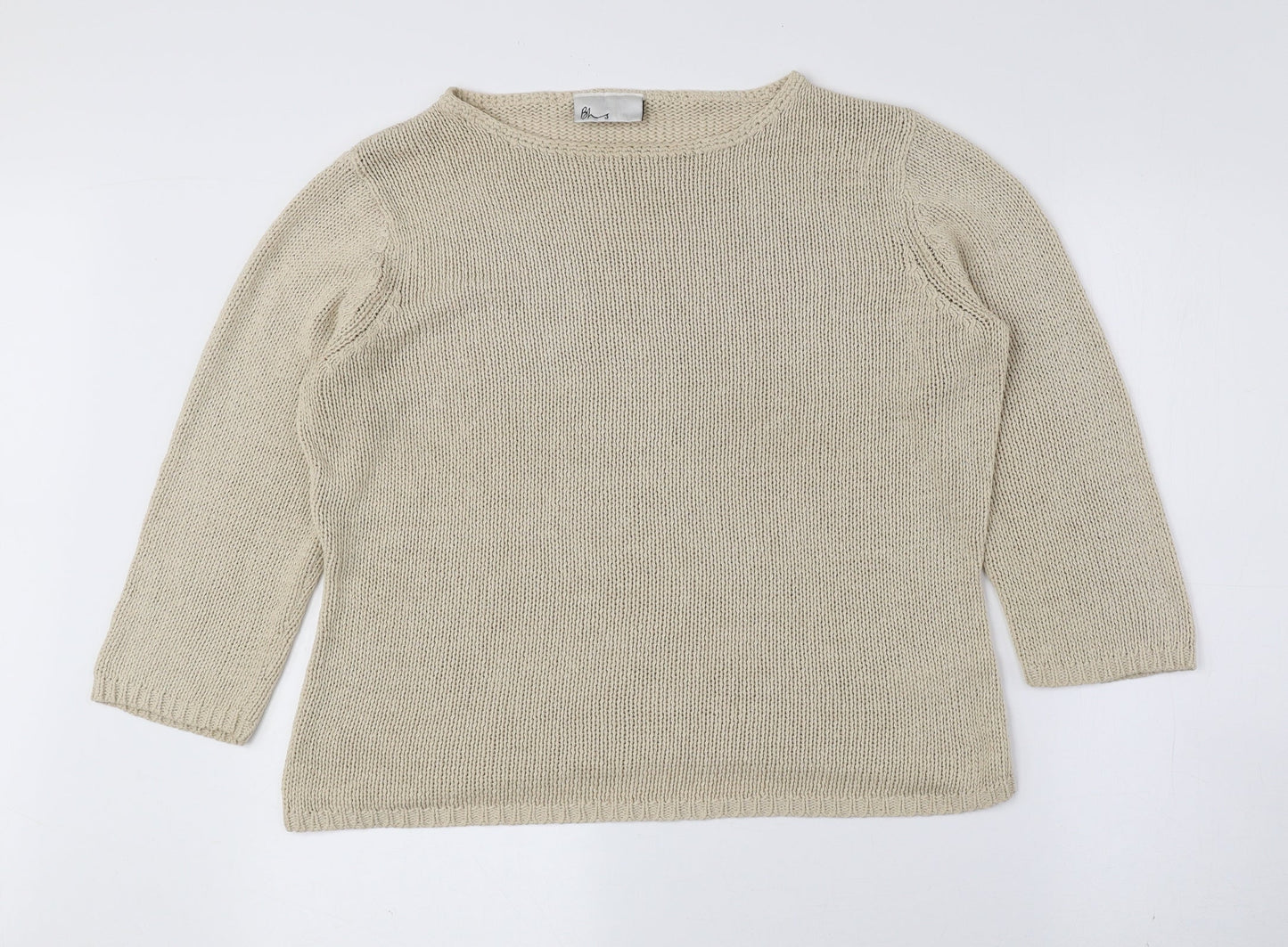 BHS Womens Beige Boat Neck Acrylic Pullover Jumper Size 16