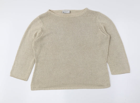 BHS Womens Beige Boat Neck Acrylic Pullover Jumper Size 16