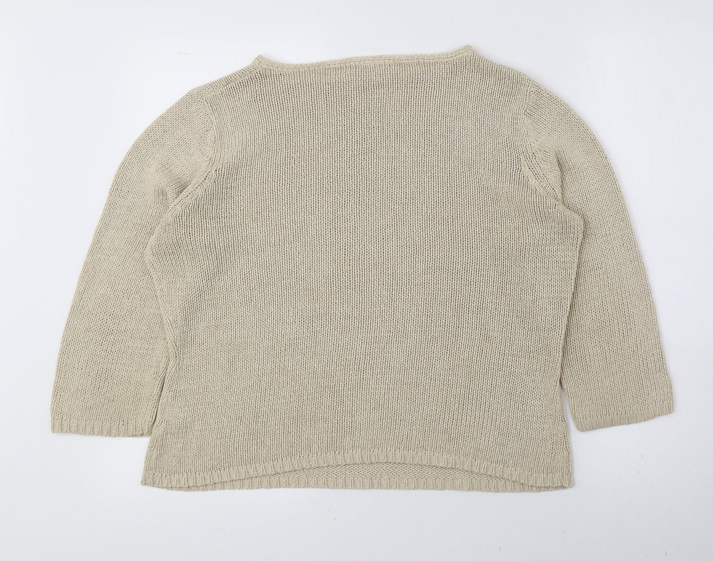 BHS Womens Beige Boat Neck Acrylic Pullover Jumper Size 16