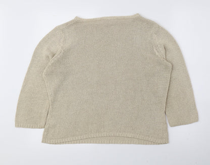 BHS Womens Beige Boat Neck Acrylic Pullover Jumper Size 16