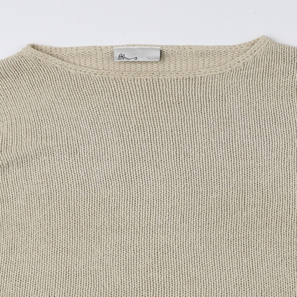 BHS Womens Beige Boat Neck Acrylic Pullover Jumper Size 16