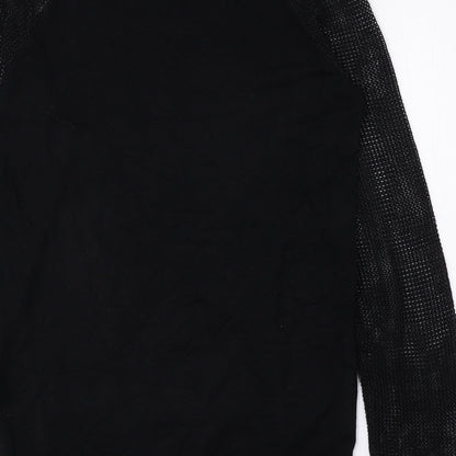 Les Petites Womens Black Viscose Basic T-Shirt Size M Scoop Neck - Net Sleeves