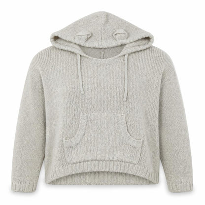 New Look Womens Ivory Acrylic Pullover Hoodie Size L Drawstring