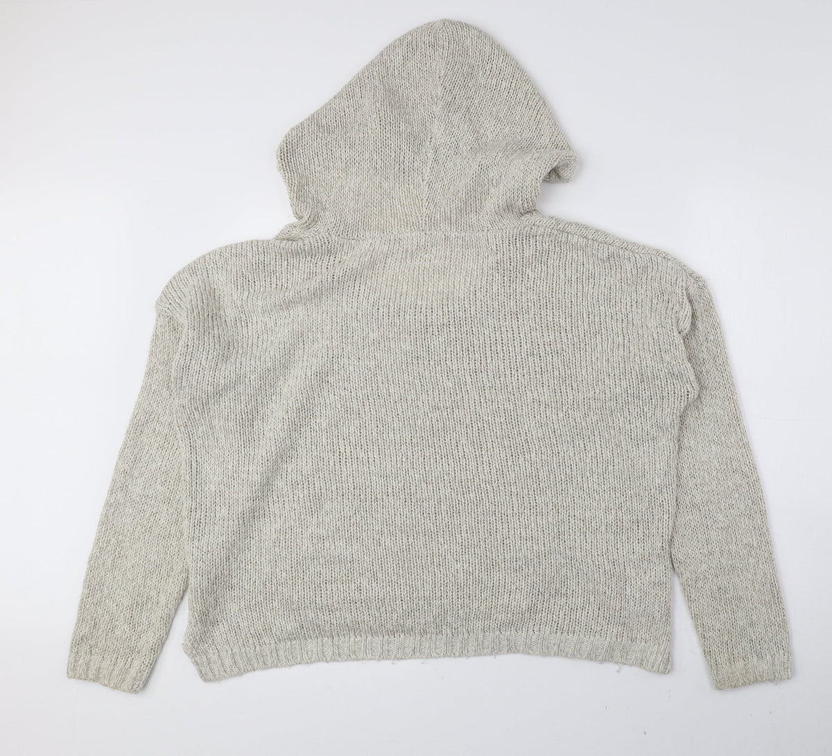New Look Womens Ivory Acrylic Pullover Hoodie Size L Drawstring