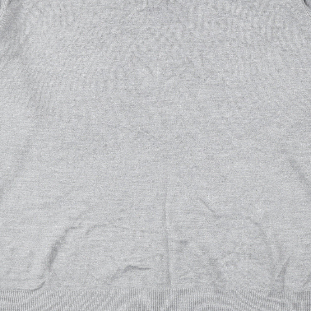 Marks and Spencer Mens Grey V-Neck Acrylic Pullover Jumper Size L