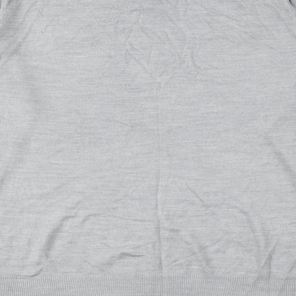 Marks and Spencer Mens Grey V-Neck Acrylic Pullover Jumper Size L
