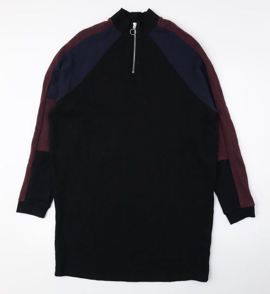 BDG Womens Multicoloured Colourblock 100% Cotton Jumper Dress Size M Mock Neck Zip