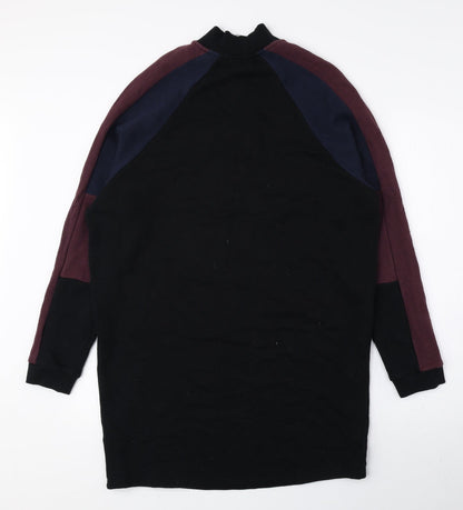 BDG Womens Multicoloured Colourblock 100% Cotton Jumper Dress Size M Mock Neck Zip