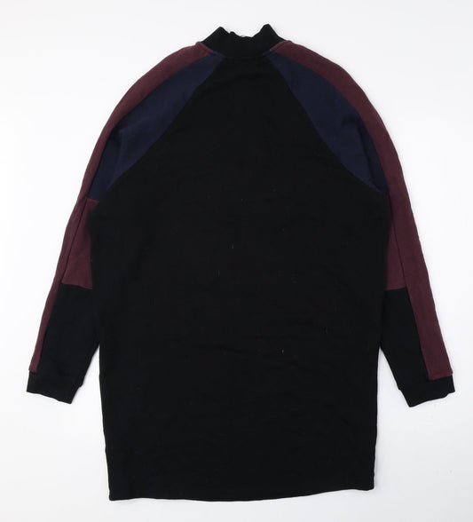 BDG Womens Multicoloured Colourblock 100% Cotton Jumper Dress Size M Mock Neck Zip