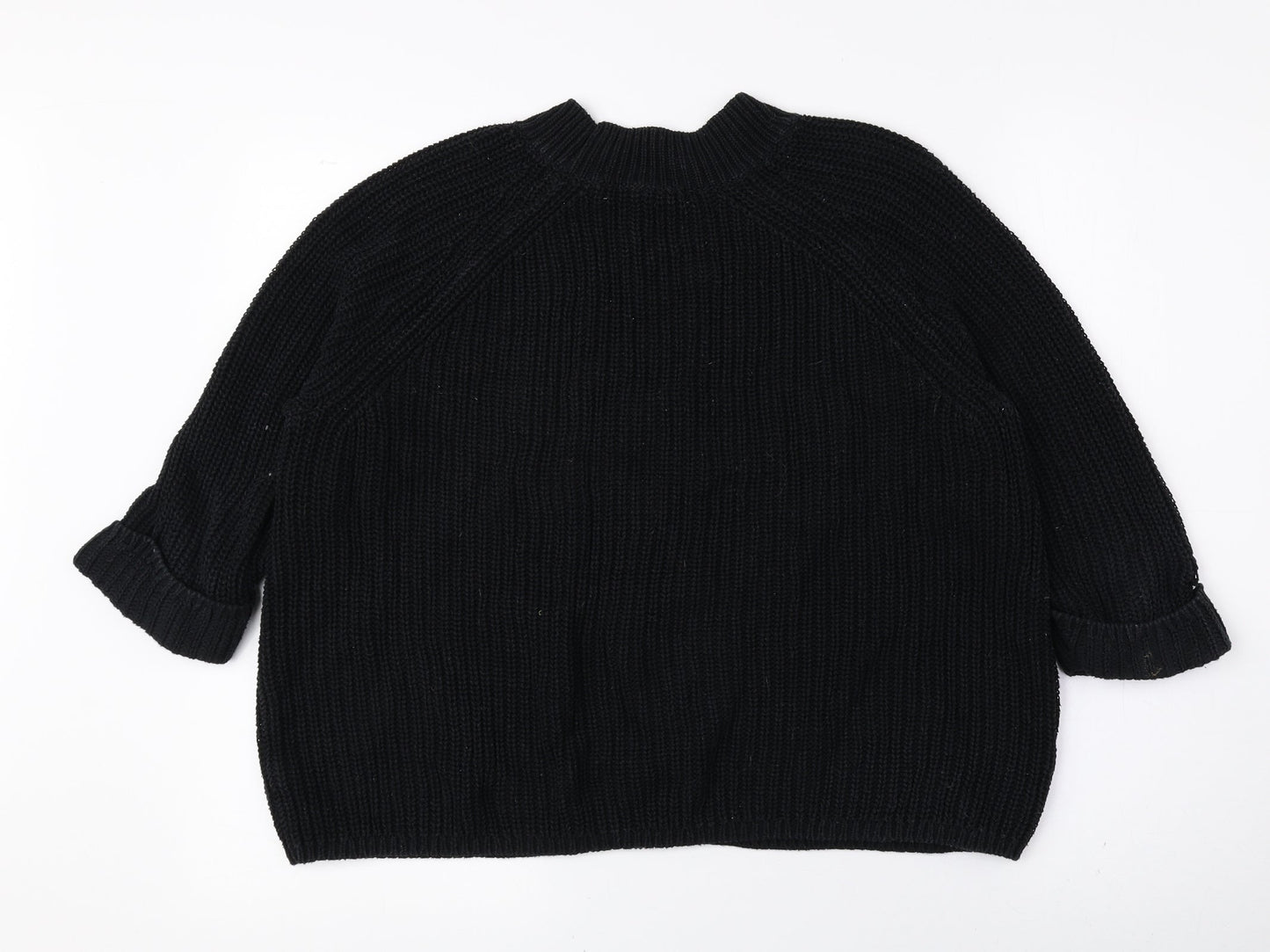 George Womens Black Mock Neck Cotton Pullover Jumper Size 12