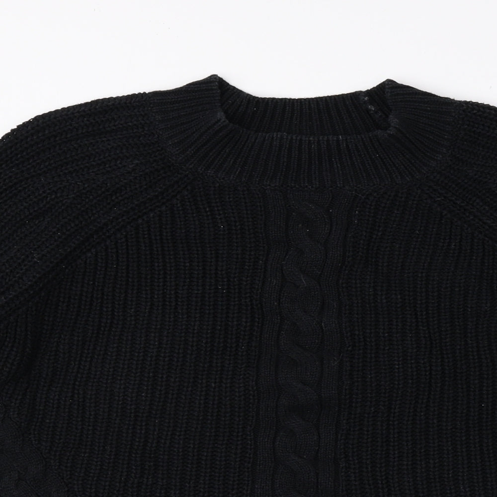 George Womens Black Mock Neck Cotton Pullover Jumper Size 12