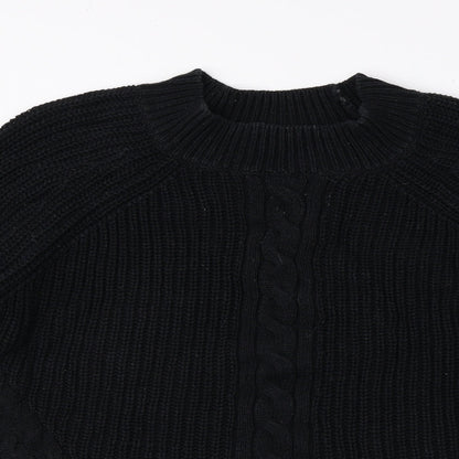 George Womens Black Mock Neck Cotton Pullover Jumper Size 12