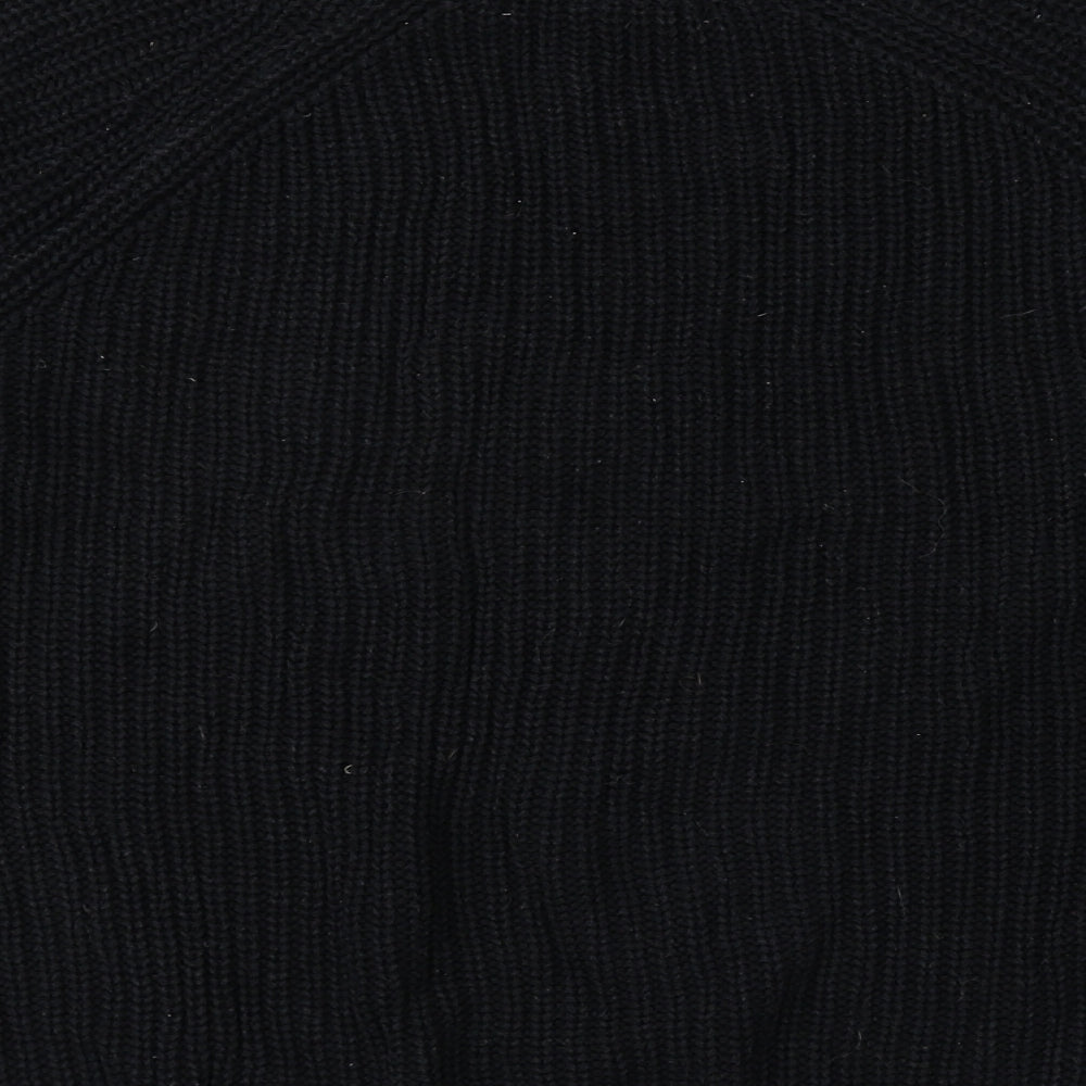 George Womens Black Mock Neck Cotton Pullover Jumper Size 12