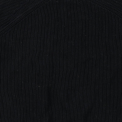 George Womens Black Mock Neck Cotton Pullover Jumper Size 12