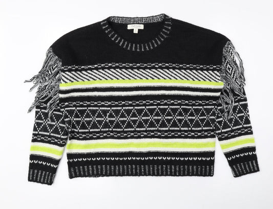 Full Circle Womens Multicoloured Crew Neck Geometric Acrylic Pullover Jumper Size L