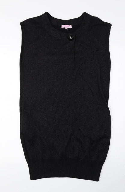 Per Una Womens Black Viscose Jumper Dress Size 10 Crew Neck Pullover