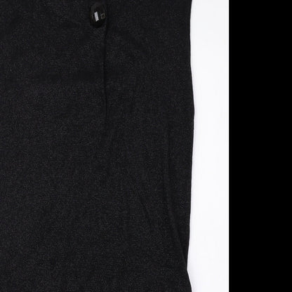 Per Una Womens Black Viscose Jumper Dress Size 10 Crew Neck Pullover