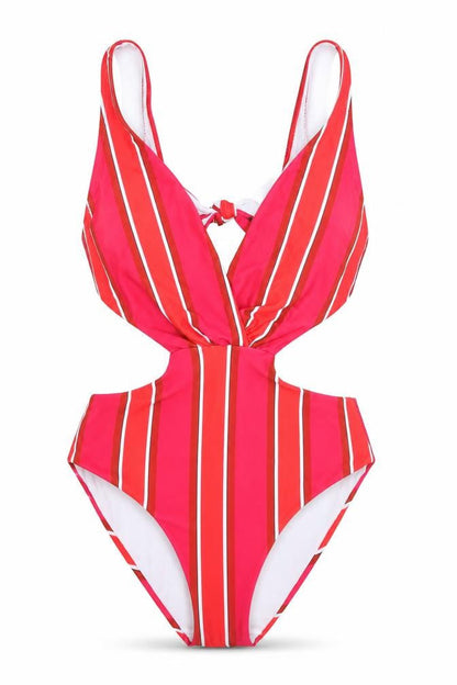Misguided Womens Red Striped Polyester One Piece Size 8