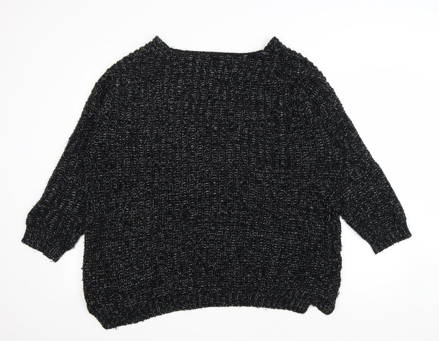 F&F Womens Black V-Neck Acrylic Pullover Jumper Size 14