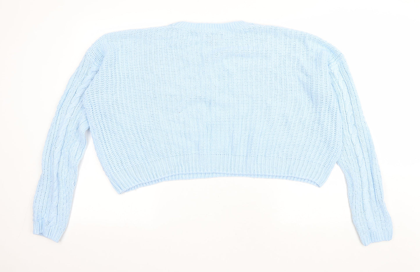 Atmoshphere Womens Blue Round Neck Acrylic Pullover Jumper Size L - Cropped