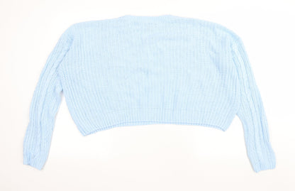 Atmoshphere Womens Blue Round Neck Acrylic Pullover Jumper Size L - Cropped