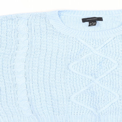 Atmoshphere Womens Blue Round Neck Acrylic Pullover Jumper Size L - Cropped